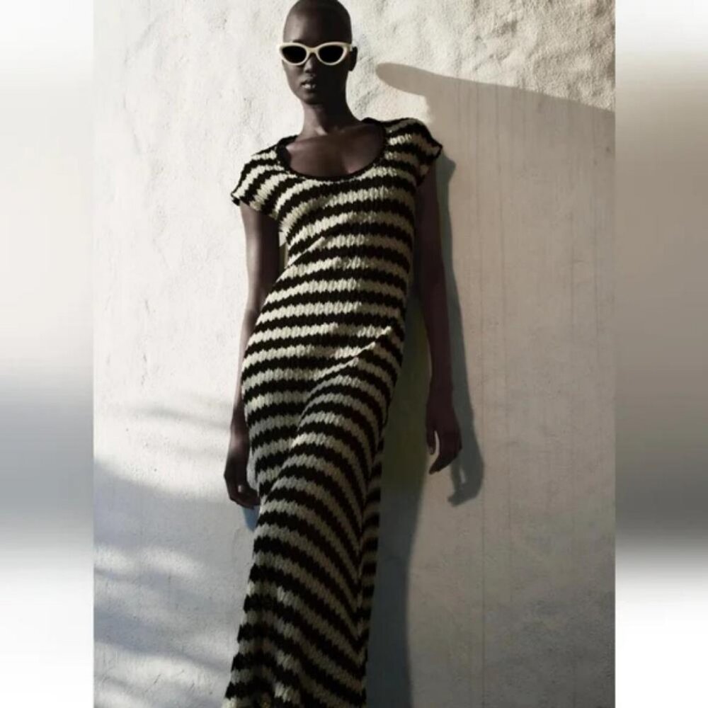 ZARA STRIPED RUSTIC DRESS